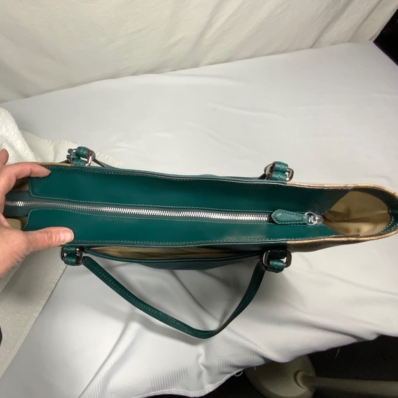 Coach F30301 Peyton Coated Canvas Saffiano Tote Green and Khaki - Picture 5 of 15